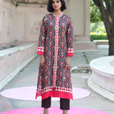 Mocha Printed Embroidered Chintz Gauri Kurta set
