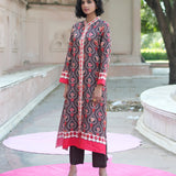 Mocha Printed Embroidered Chintz Gauri Kurta set