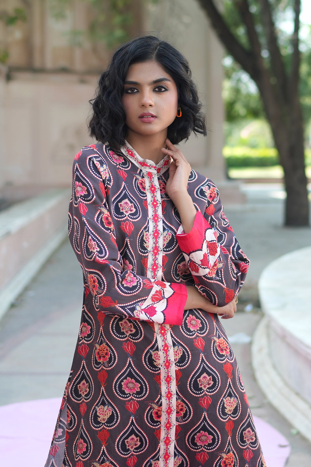 BROWN CHARCOAL CHINTZ GAURI KURTA SET