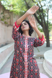 BROWN CHARCOAL CHINTZ GAURI KURTA SET
