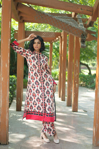 IVORY CHARCOAL CHINTZ GAURI KURTA SET