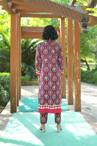 PLUM CHARCOAL CHINZ GAURI KURTA SET