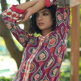 Plum Printed Embroidered Chintz Gauri Kurta set