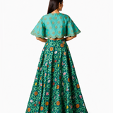 Bundi Printed Embrodiered Teal Zaal Lehenga Set