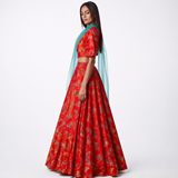 Bundi Printed Embrodiered Deer Zaal Lehenga Set