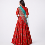 Bundi Printed Embrodiered Deer Zaal Lehenga Set