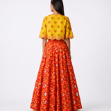 Bundi Printed Embrodiered Red Zaal Lehenga Set