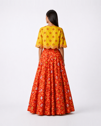 Bundi Printed Embrodiered Red Zaal Lehenga Set