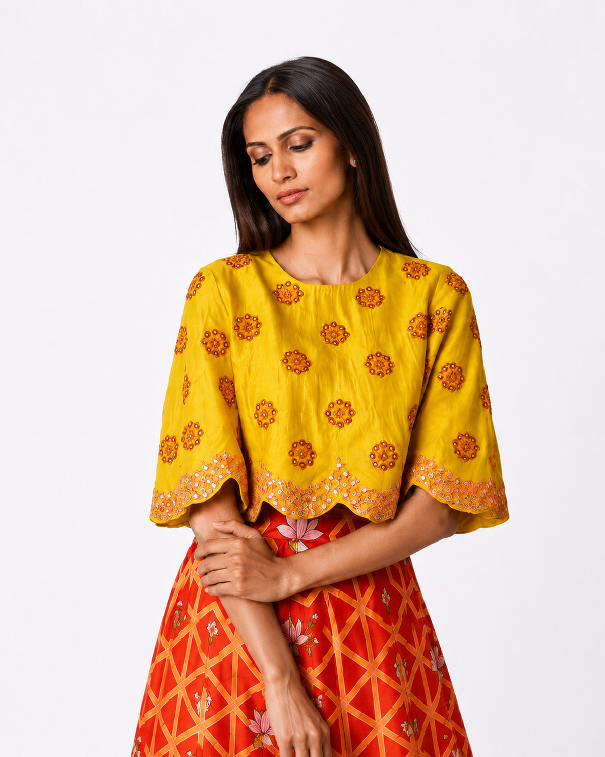 Bundi Printed Embrodiered Red Zaal Lehenga Set