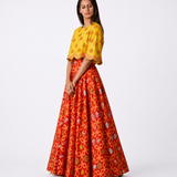 Bundi Printed Embrodiered Red Zaal Lehenga Set