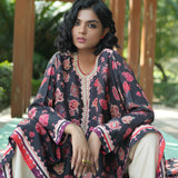 Printed Embroidered Chintz Charcoal Cape