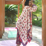 Printed Embroidered Chintz Ivory Cape