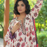 Printed Embroidered Chintz Ivory Cape