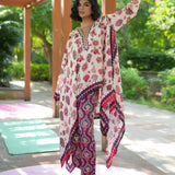 Printed Embroidered Chintz Ivory Cape