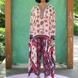Printed Embroidered Chintz Ivory Cape