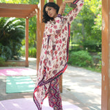 Printed Embroidered Chintz Ivory Cape