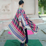 Navy blue Pink Printed Cape Set