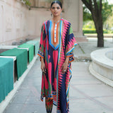 Navy Blue Pink printed Kilim Kurta Set
