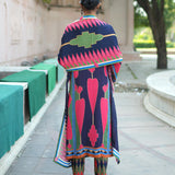 Navy Blue Pink printed Kilim Kurta Set