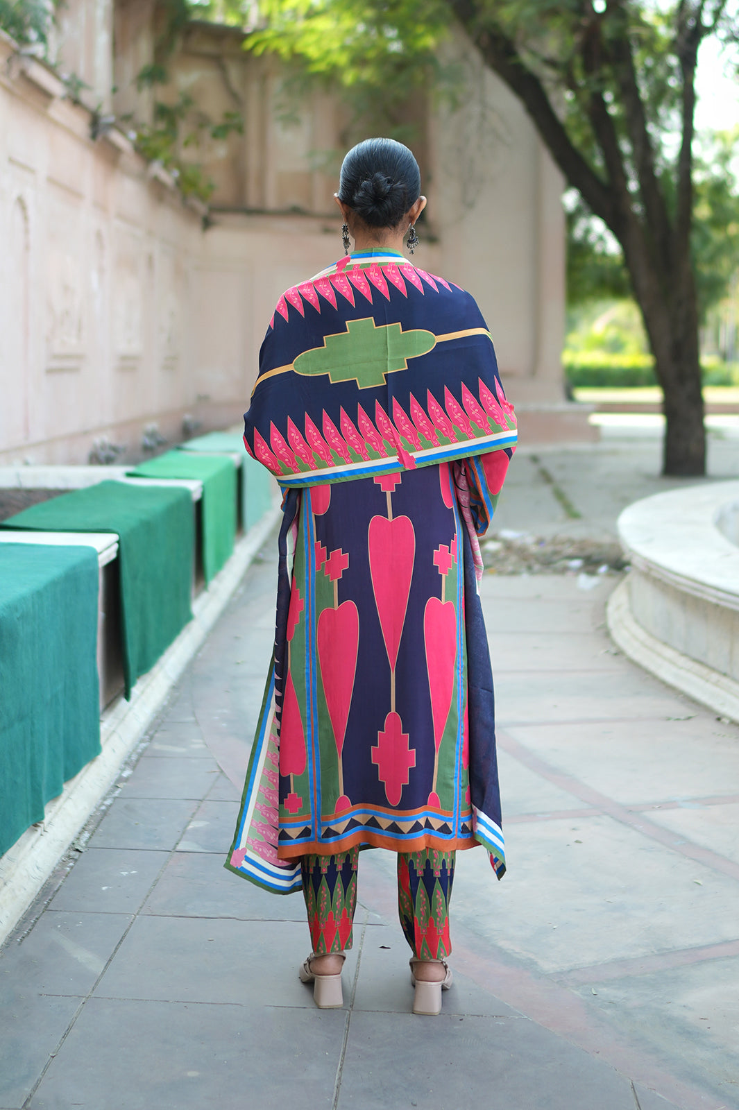Navy Blue/ Pink Kilim Kurta Set