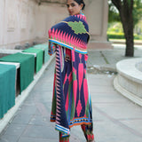 Navy Blue Pink printed Kilim Kurta Set