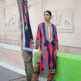 Navy Blue Pink printed Kilim Kurta Set