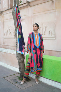 Navy Blue/ Pink Kilim Kurta Set