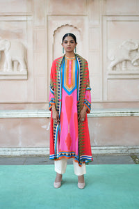 Red/Pink Kilim Kurta Set
