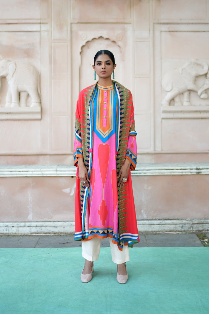 Red/Pink Kilim Kurta Set