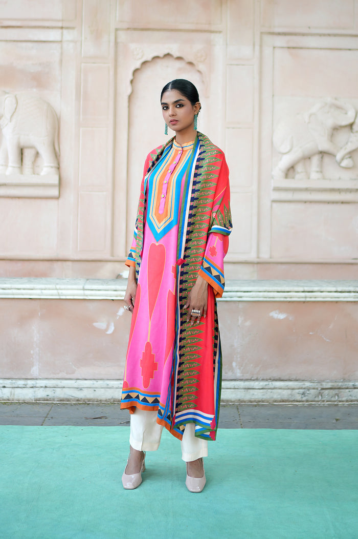Red/Pink Kilim Kurta Set