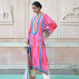 Red & Pink Printed Kilim Kurta Set