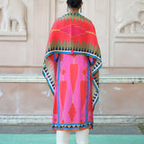 Red & Pink Printed Kilim Kurta Set