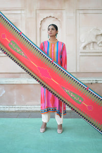 Red/Pink Kilim Kurta Set