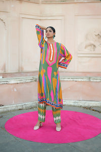 Green/Pink Kilim Kurta Set
