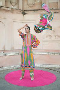Green/Pink Kilim Kurta Set