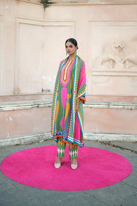 Green/Pink Kilim Kurta Set