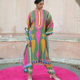 Green/Pink Printed Kilim Kurta Set