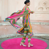 Green/Pink Printed Kilim Kurta Set