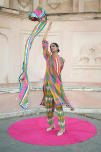 Green/Pink Kilim Kurta Set