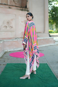 Limegreen/Pink Kilim Rani Cape Set