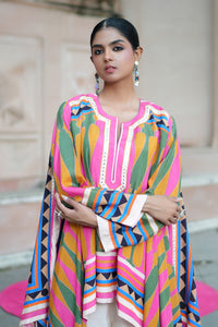 Limegreen/Pink Kilim Rani Cape Set