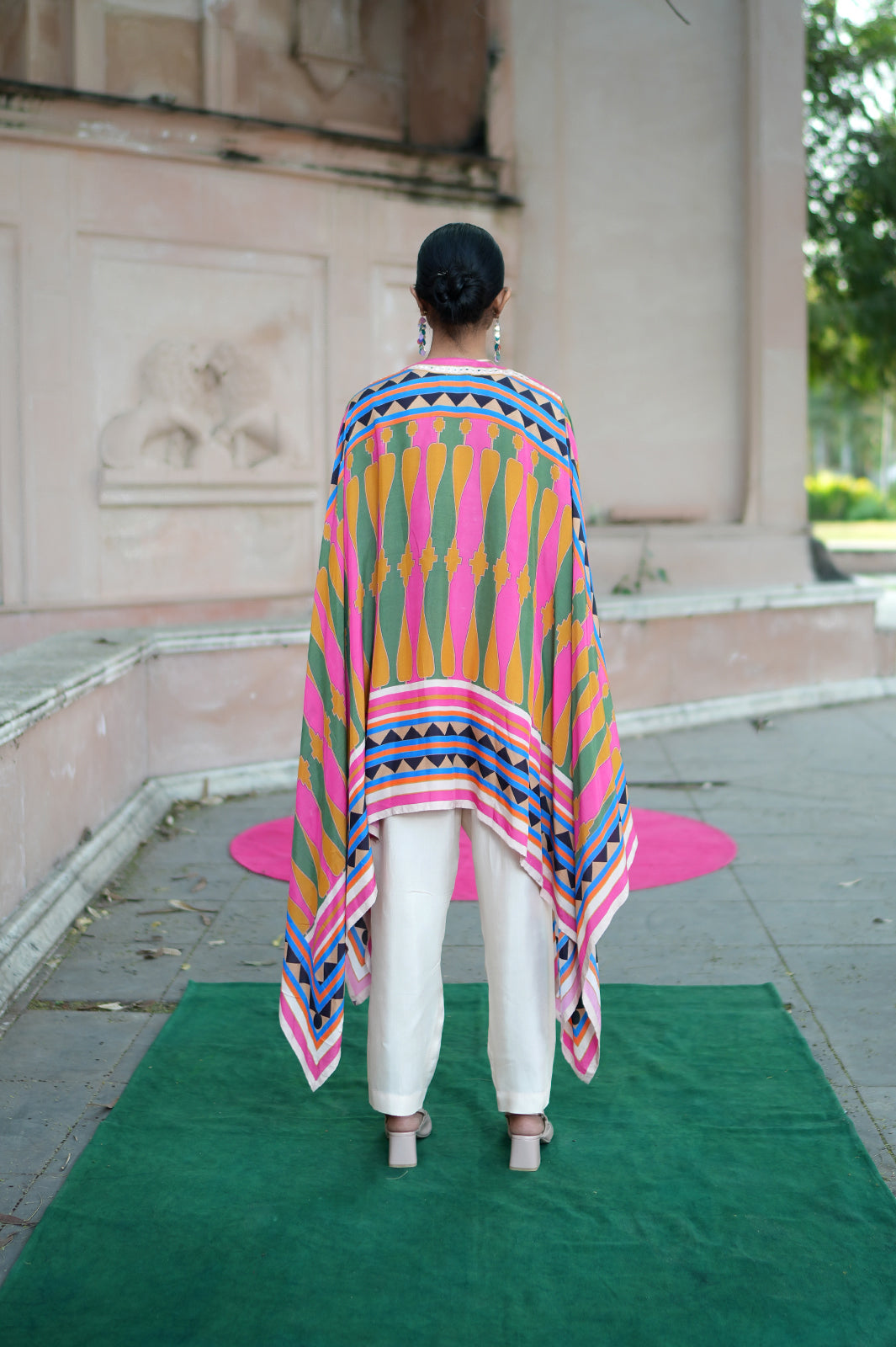 Limegreen/Pink Kilim Rani Cape Set
