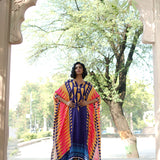 Navy blue/Yellow Printed Kilim Kaftan