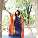 Navy blue/Yellow Printed Kilim Kaftan