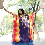 Navy blue/Yellow Printed Kilim Kaftan