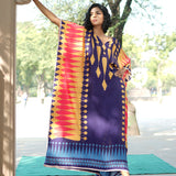 Navy blue/Yellow Printed Kilim Kaftan
