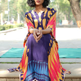 Navy blue/Yellow Printed Kilim Kaftan