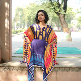 Navy blue/Yellow Printed Kilim Kaftan