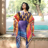 Navy blue/Yellow Printed Kilim Kaftan