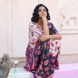 Printed Embroidered Color Blocked Chintz Kaftan